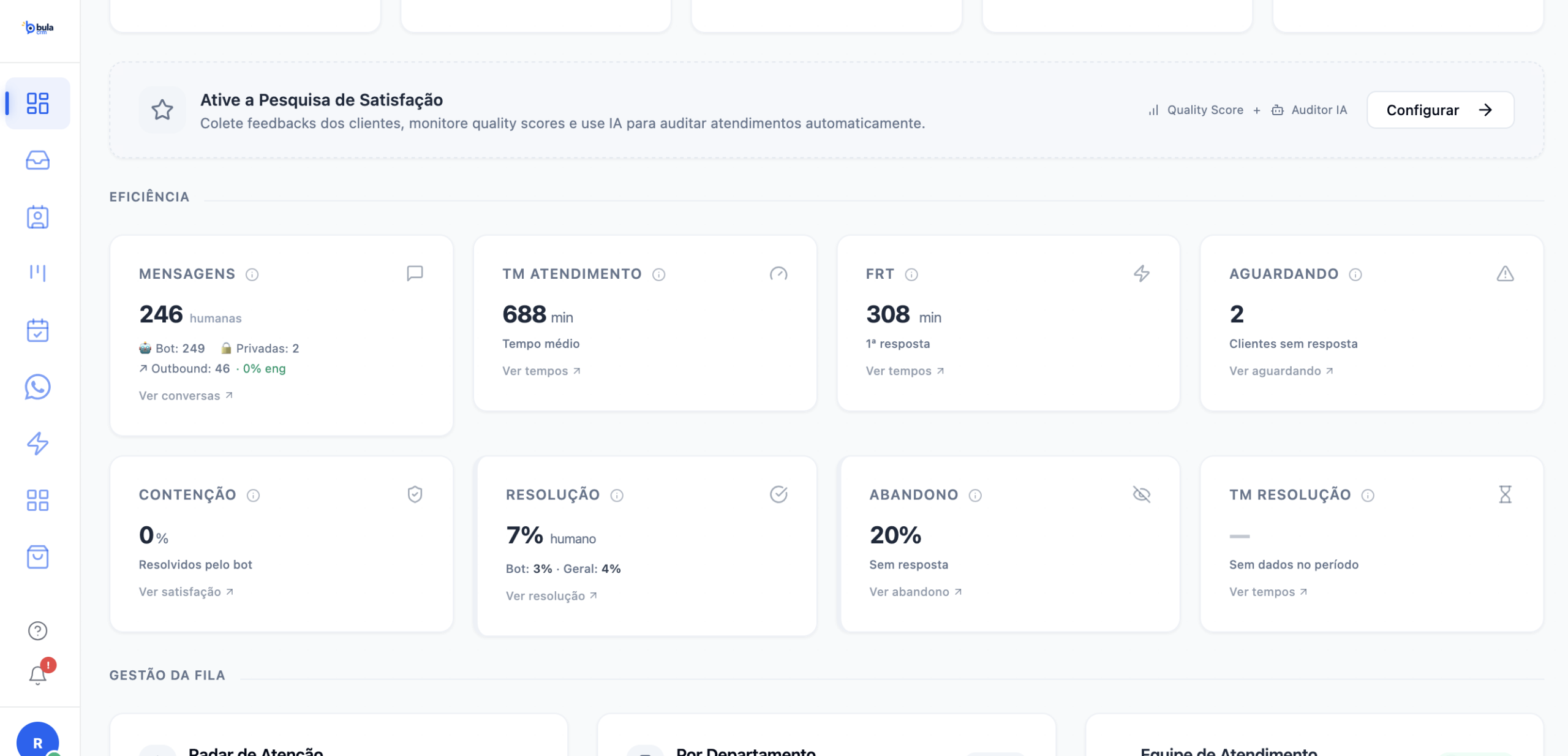 Dashboard Bula CRM